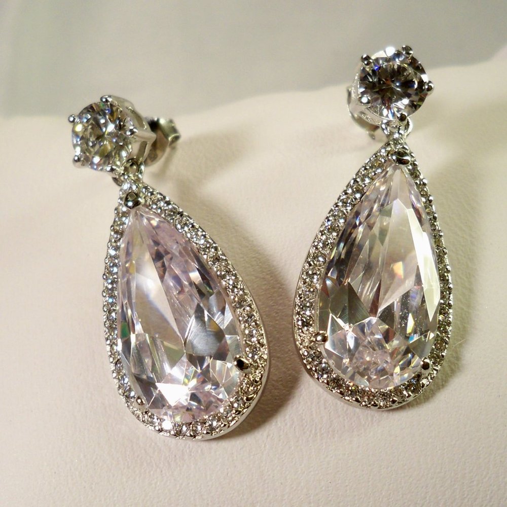 NEW Bella Luce Teardrop Cut Cubic Zirconias Silver Earrings